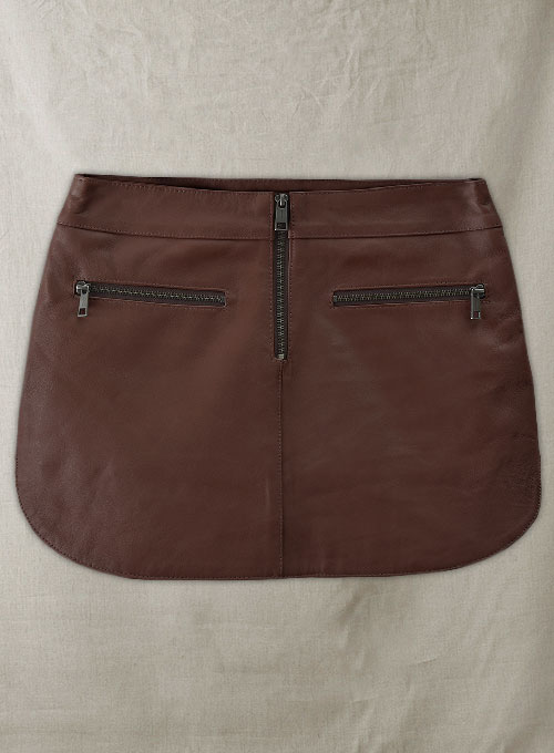 (image for) Soft King Brown Hilary Duff Leather Skirt - M Mini - Click Image to Close