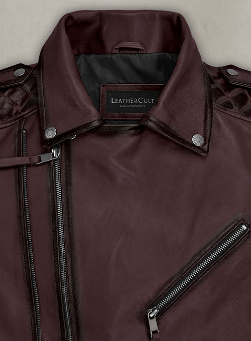 (image for) Charles Burnt Wine Leather Jacket - Click Image to Close