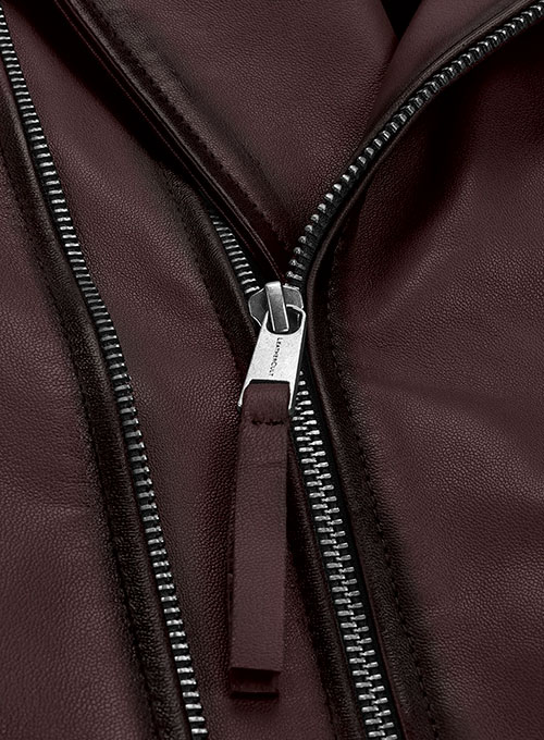 (image for) Charles Burnt Wine Leather Jacket - Click Image to Close