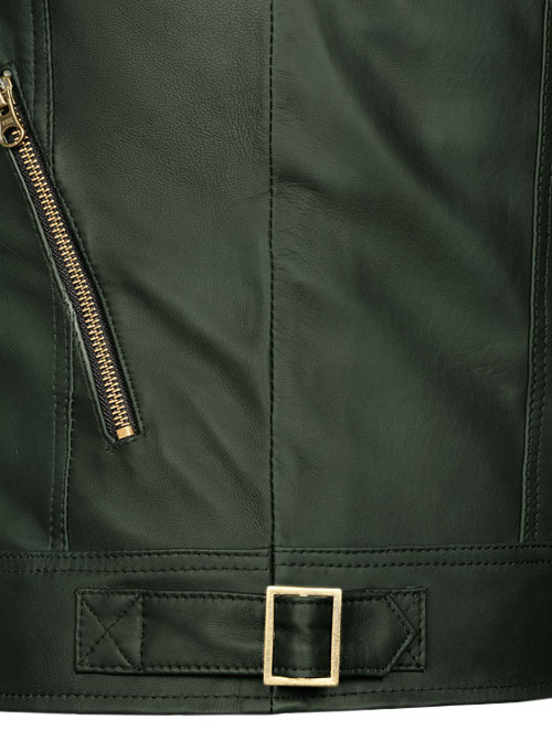 (image for) Soft Deep Olive Leather Jacket # 653 - Click Image to Close