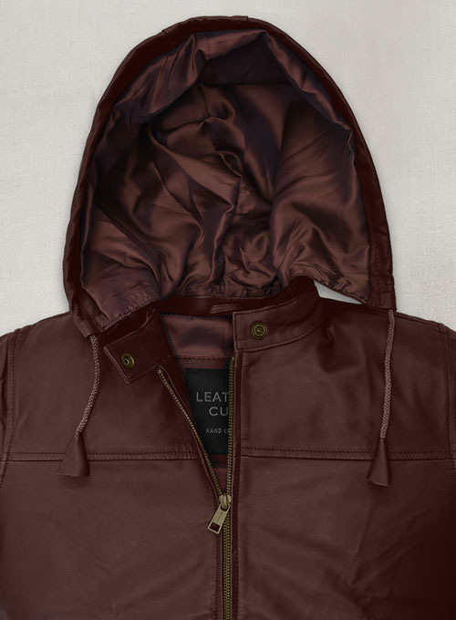 (image for) Soft Maroon Symphony Detachable Hood Leather Jacket