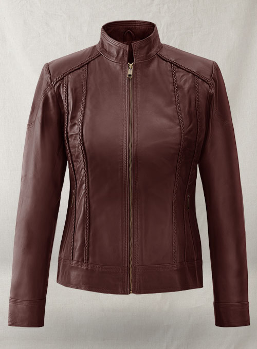 (image for) Soft Maroon Wax Clova Leather Jacket - Click Image to Close