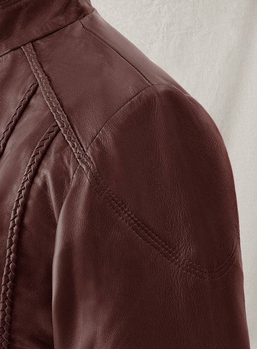 (image for) Soft Maroon Wax Clova Leather Jacket - Click Image to Close
