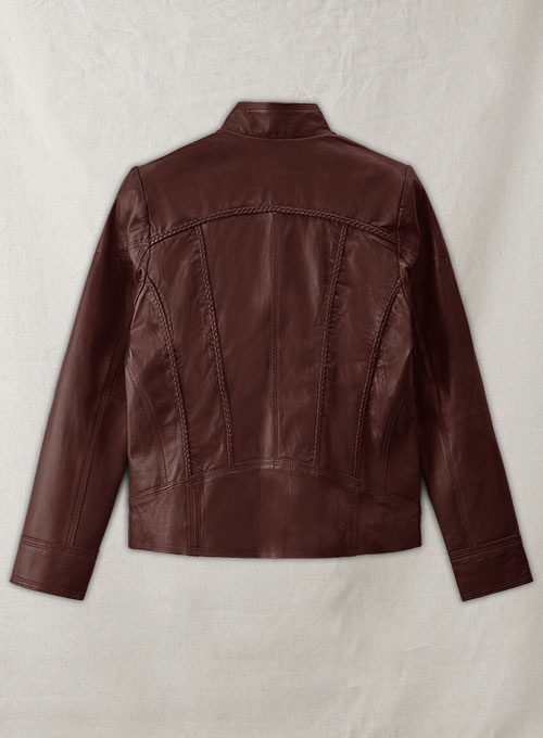 (image for) Soft Maroon Wax Clova Leather Jacket - Click Image to Close