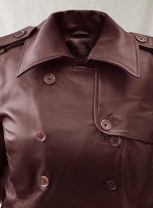 (image for) Soft Maroon Wax Halcon Leather Trench Coat
