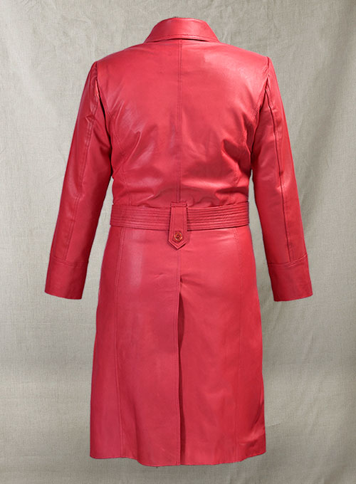 (image for) Soft Raspberry Red Rita Ora Leather Long #2 - Click Image to Close