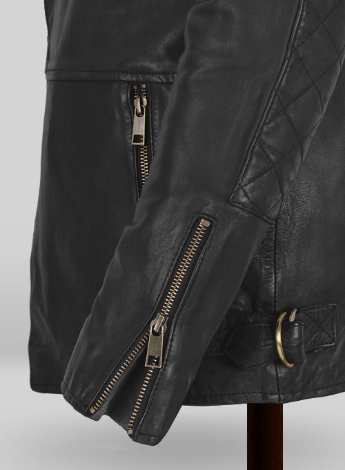 (image for) Soft Rich Black Washed & Wax Leather Jacket #613 - Click Image to Close