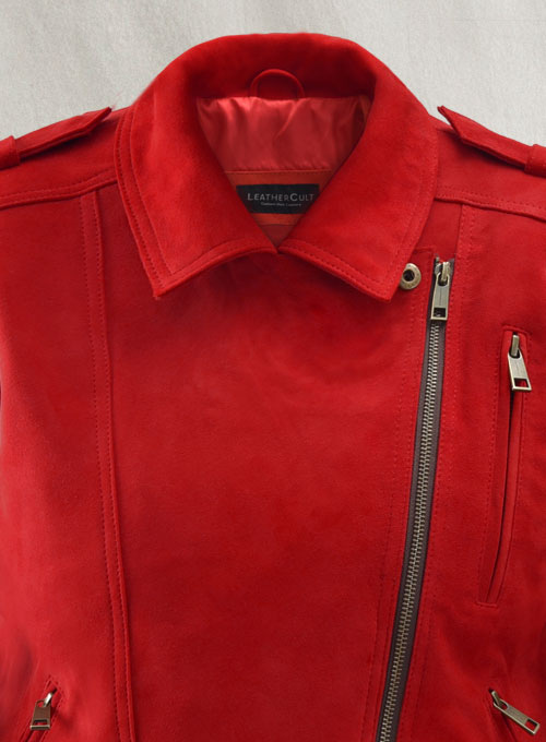 Soft Lava Red Suede Leather Jacket # 267 - Click Image to Close