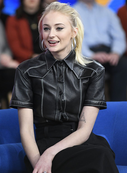 (image for) Sophie Turner Leather Shirt - Click Image to Close