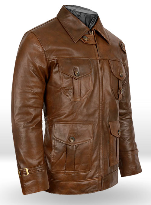 (image for) Spanish Brown The Expendables 2 Jason Statham Leather Jacket - Click Image to Close