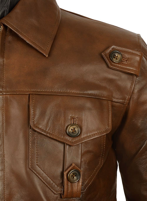 Spanish Brown The Expendables 2 Jason Satham Leather Jacket