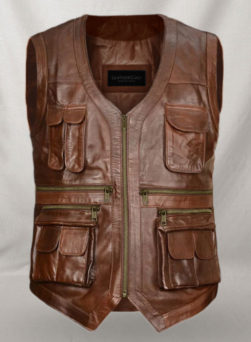 (image for) Spanish Brown Chris Pratt Jurassic World Leather Vest - Click Image to Close