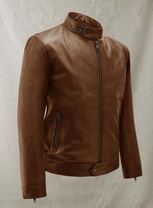 (image for) Spanish Brown Michael Fassbender Leather Jacket #2