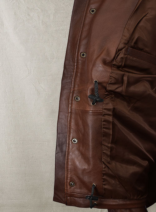 (image for) Spanish Brown Military M-65 Leather Jacket - Click Image to Close