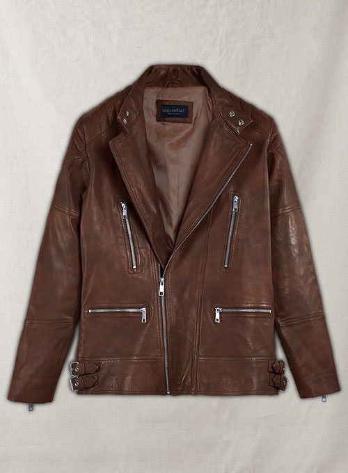 (image for) Shotgun Spanish Brown Moto Leather Jacket - Click Image to Close