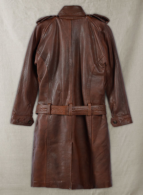 (image for) Spanish Brown Leather Long Coat #203 - Click Image to Close