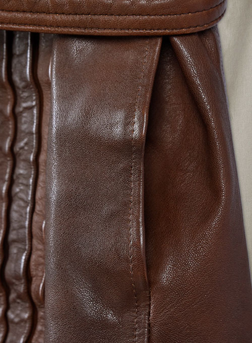 Spanish Brown Leather Long Coat #203