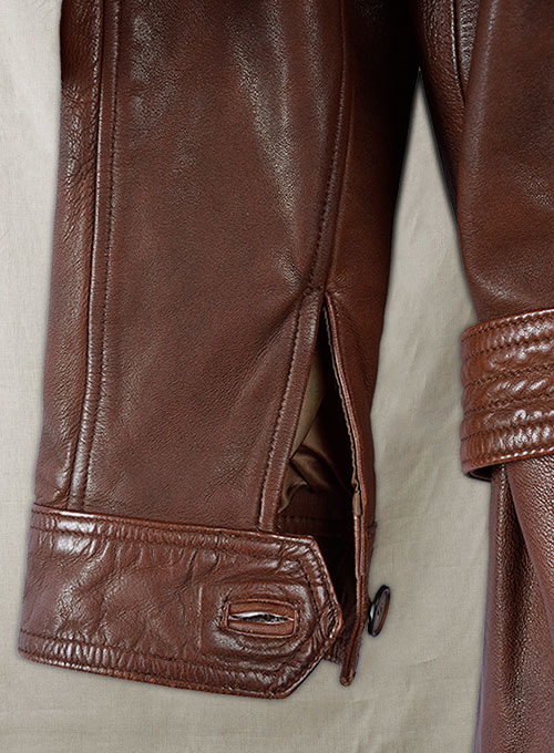 Spanish Brown Leather Long Coat #203 - Click Image to Close