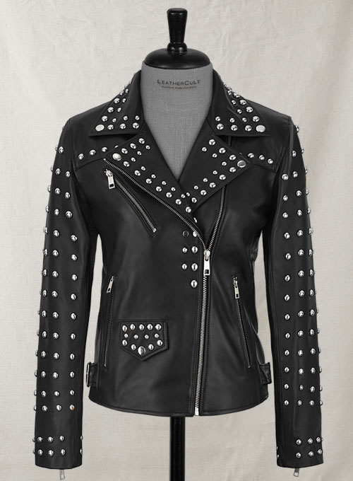 Mango studded leather outlet jacket