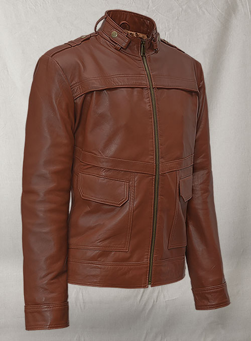 Tan Brown Leather Jacket # 602