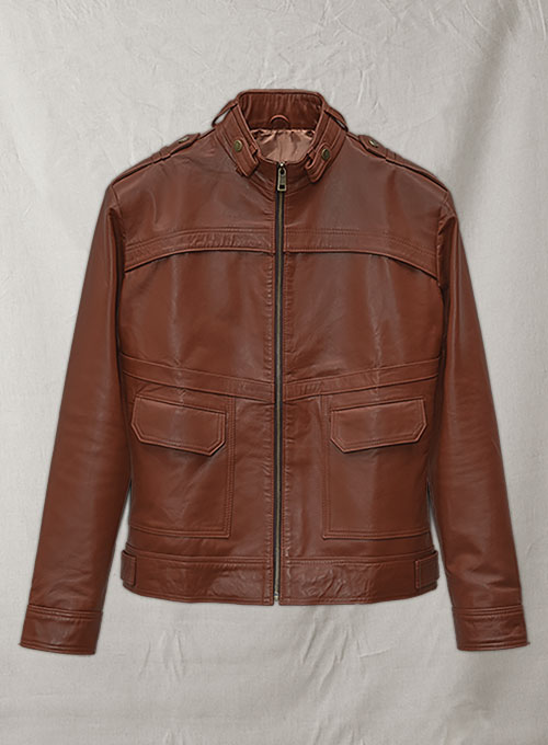 (image for) Tan Brown Leather Jacket # 602 - Click Image to Close