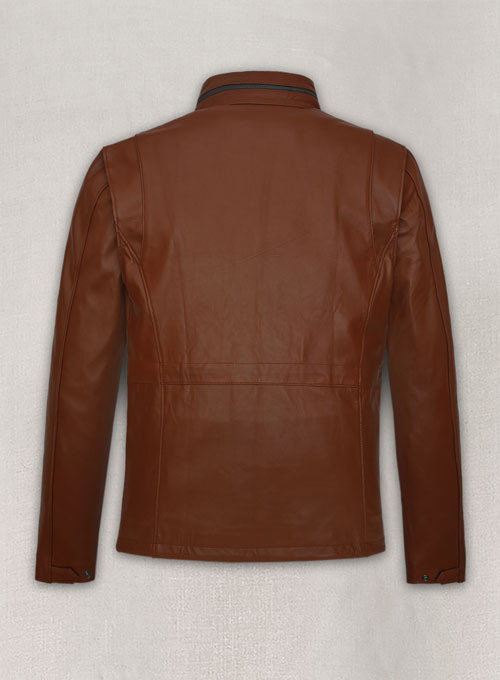 (image for) Tan Brown Military M-65 Leather Jacket - Click Image to Close