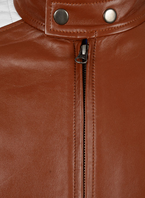 (image for) Tan Brown Fight Club Leather Jacket - Click Image to Close