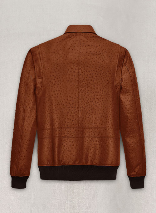 (image for) Tan Brown Ostrich Ansel Elgort The Fault In Stars Leather Jacket - Click Image to Close
