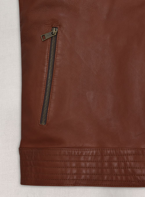 (image for) Tan Brown Washed and Wax Leather Jacket # 707 - Click Image to Close