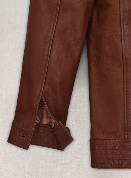 (image for) Tan Brown Washed and Wax Leather Jacket # 707 - Click Image to Close