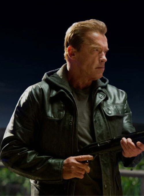 (image for) Terminator Genisys Arnold Schwarzenegger Leather Jacket - Click Image to Close
