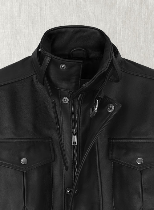 Thick Black Rafael Nadal Leather Jacket