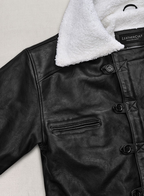 (image for) Thick Goat Black Washed & Wax Tom Hardy Leather Coat - Click Image to Close