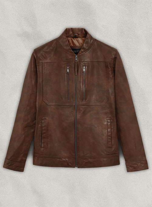 (image for) Thunder Storm Spanish Brown Biker Leather Jacket - Click Image to Close