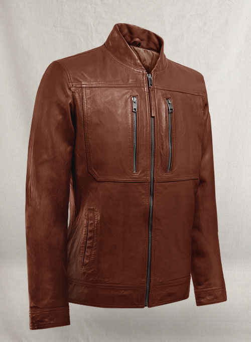 (image for) Thunder Storm Tan Biker Leather Jacket - Click Image to Close