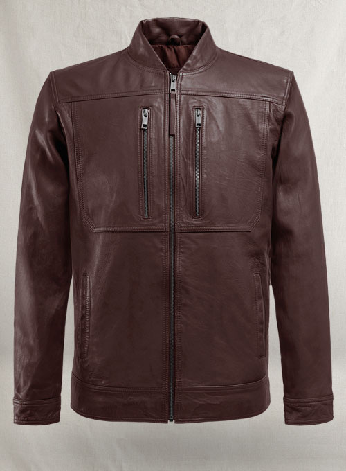 (image for) Thunder Storm Burgundy Biker Leather Jacket - Click Image to Close