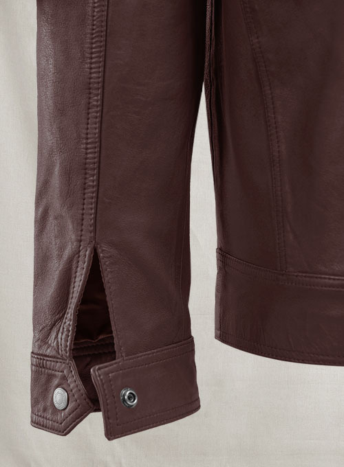 (image for) Thunder Storm Burgundy Biker Leather Jacket - Click Image to Close