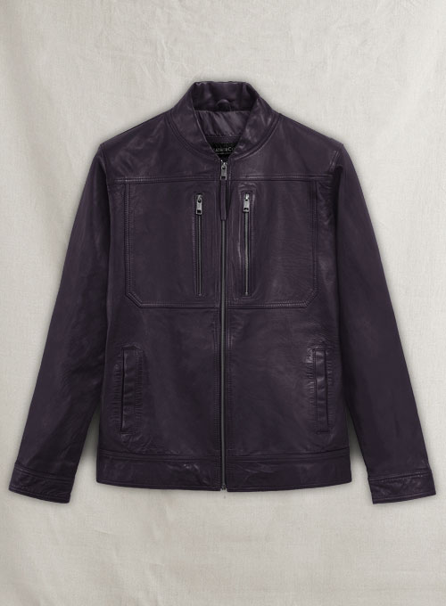 (image for) Thunder Storm Purple Biker Leather Jacket - Click Image to Close