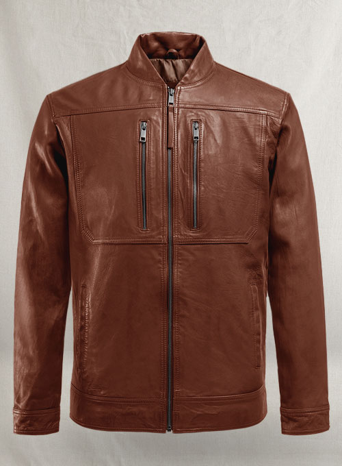 (image for) Thunder Storm Tan Biker Leather Jacket - Click Image to Close