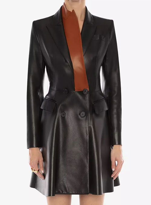 (image for) Turk Lapel Leather Trench Coat - Click Image to Close