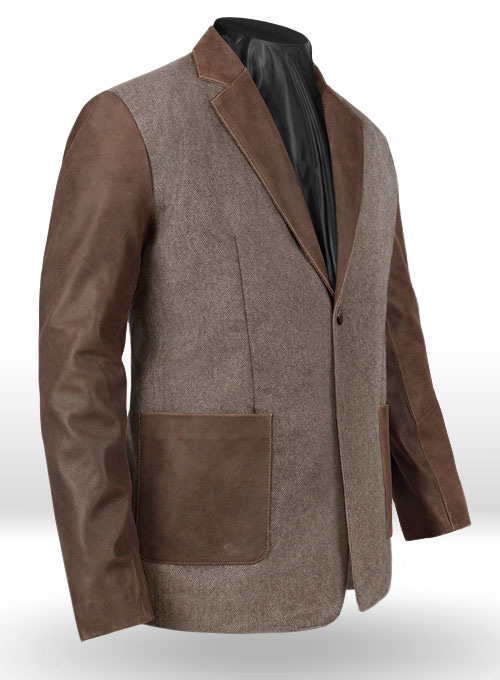 (image for) Tweed Leather Combo Blazer # 652 - Click Image to Close