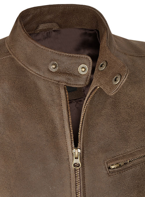 (image for) Vintage Gravel Brown Leather Cycle Jacket #3 - Click Image to Close