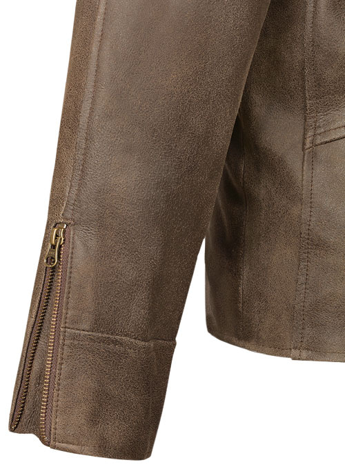Vintage Gravel Brown Leather Cycle Jacket #3