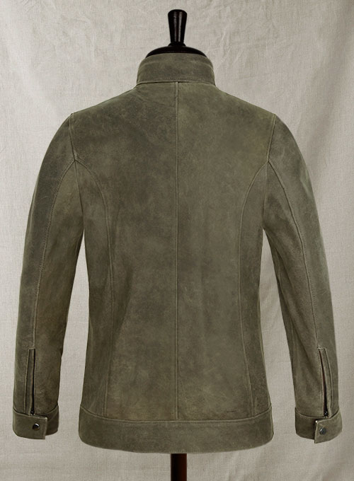 (image for) Vintage Italian Olive Taylor Lautner Leather Jacket - Click Image to Close