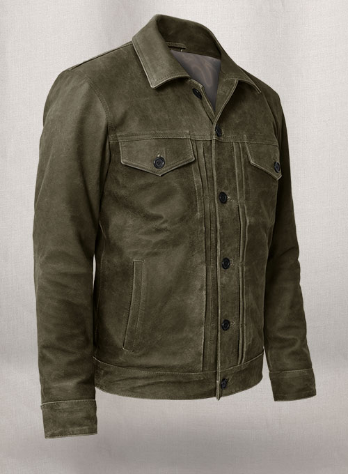 (image for) Vintage Italian Olive Ryan Reynolds Leather Jacket #3 - Click Image to Close