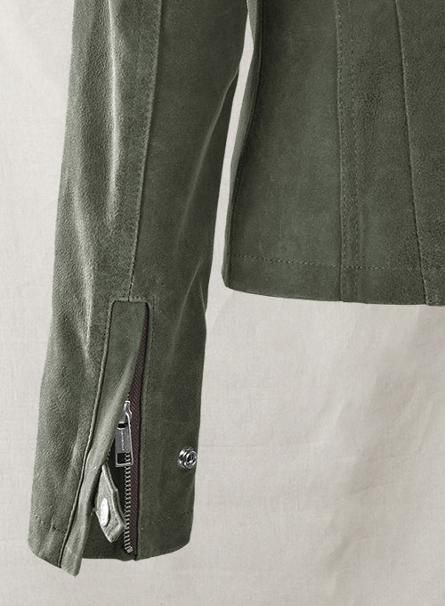 (image for) Vintage Italian Olive Leather Jacket #277 - Click Image to Close