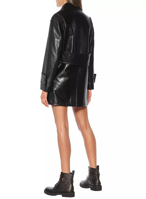 Vogue Doble Breasted Leather Trench Coat
