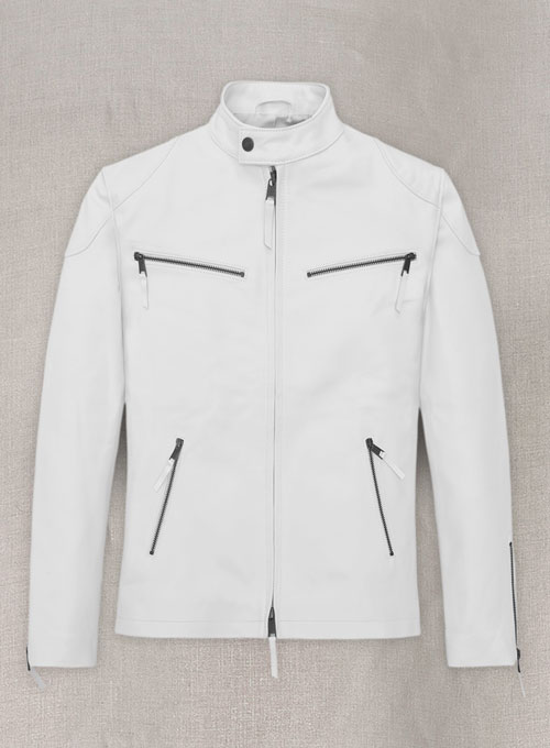 White color 2025 leather jacket