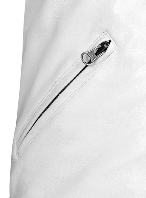 White Leather Jacket Sportsman Stripe - Click Image to Close