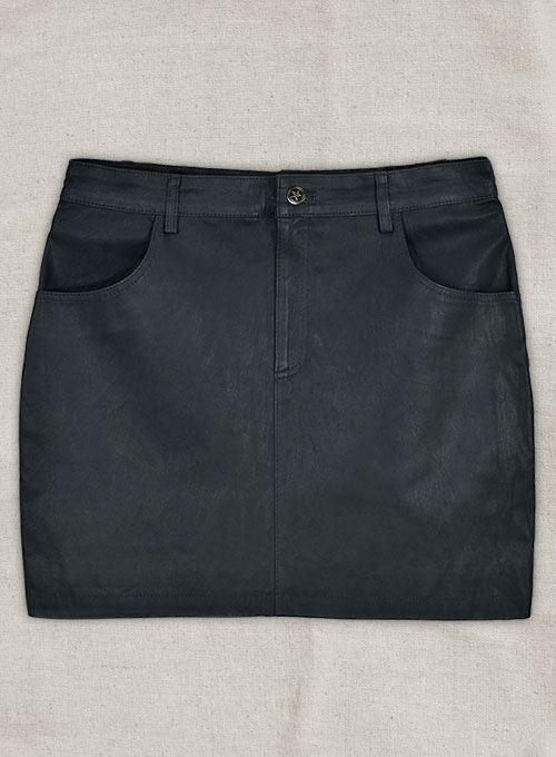 (image for) Winsor Gray Stretch Leather Skirt - L Mini - Click Image to Close